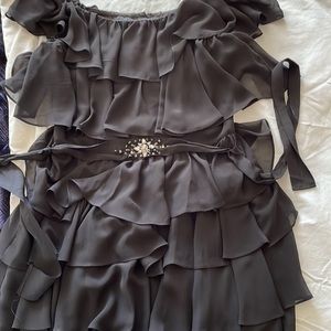 Pearl chiffon ruffle dress